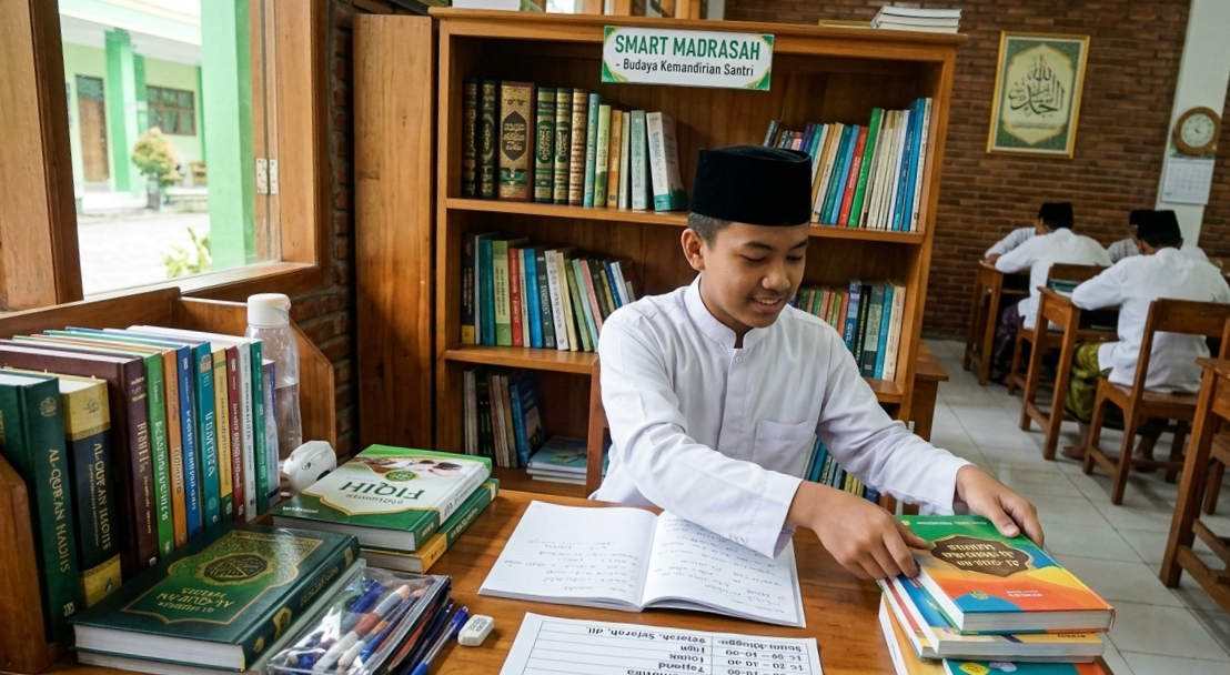 Kemandirian sebagai bagian dari budaya belajar siswa SMART di lingkungan pesantren.